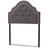 Baxton Studio BBT6564-Dark Grey-Twin HB Cora Upholstered Twin Size Headboard